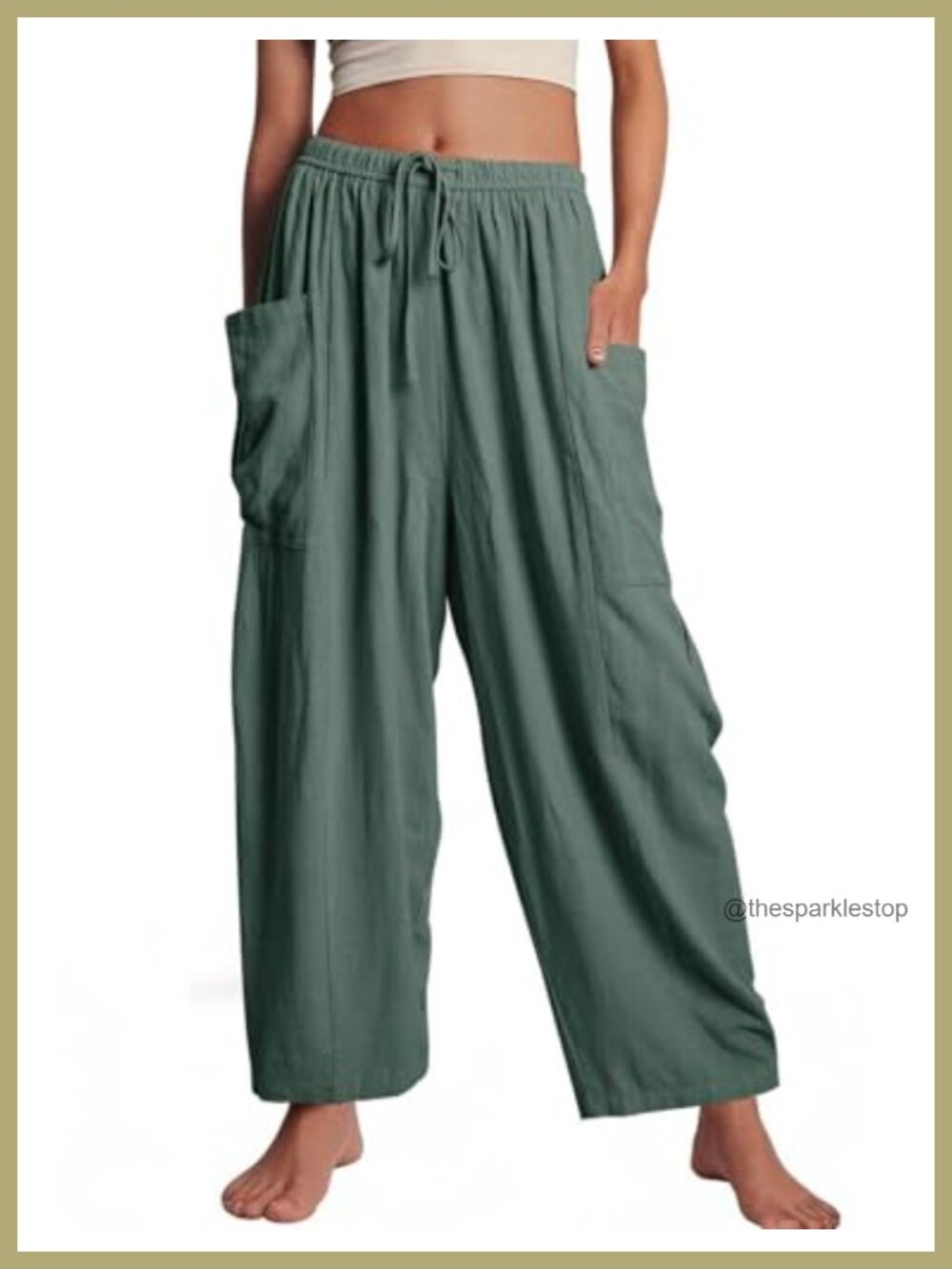 Wide Leg Palazzo Pants Drawstring High Waist Pockets Flowy Casual Summer